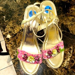 Ivanka Trump gems stone wedge heels